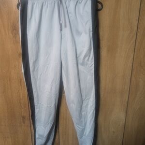Men's Athletic Works Gray Jogger Pants with Black Stripes
